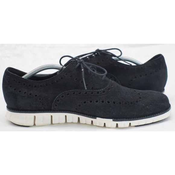 Cole Haan Mens ZeroGrand Size 10.5 Shoes Black Suede Oxford Wingtip Preppy main image 9